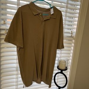 Gap Stretch Pique Polo Shirt Mens Beige Tan Short Sleeve